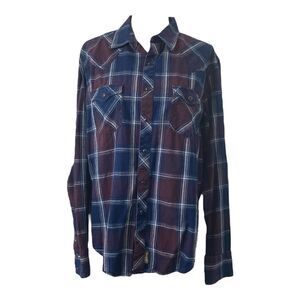 Men’s Large Pearl Snap Shirt Wrangler Retro Multicolor Plaid Long Sleeve